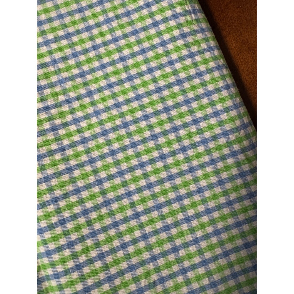 Gingham Checkered Fabric Yardage 58x70 Green Blue White Preppy Picnic Crafting